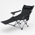 Reclining Camping Chair With Footrest 4-Position Adjustable Outdoor Folding Chair Heavy Duty Portable Camping Lounge Chair With Headrest Cup Holder & Side Pocket For Outdoor Beach Patio Travel