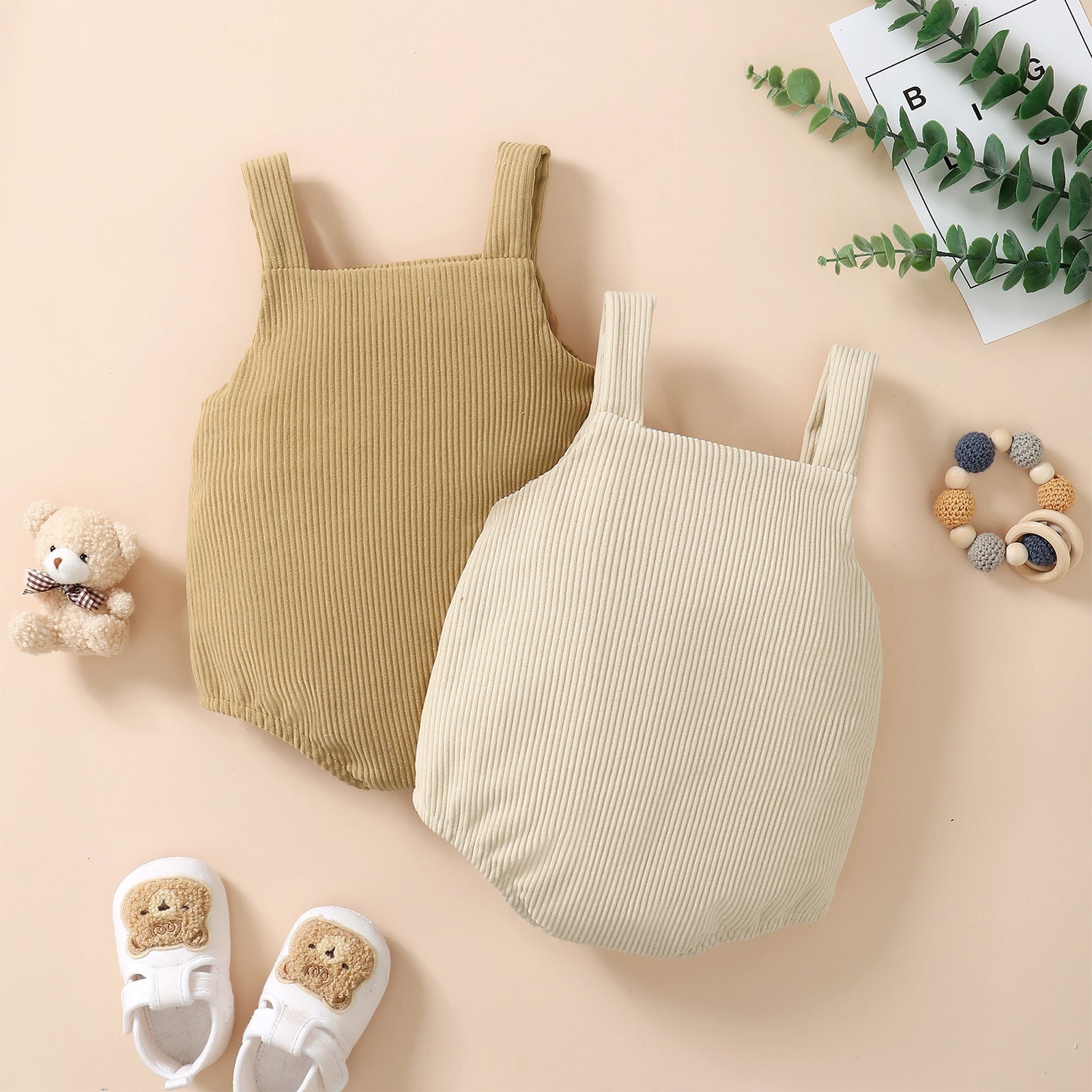 Bear Pocket Ribbed Romper