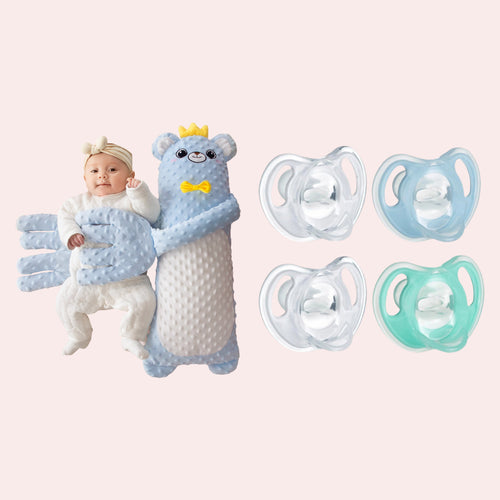 Baby Sleep Soothing Set – Patting Mat + 4 Ultra-Light Silicone Pacifiers