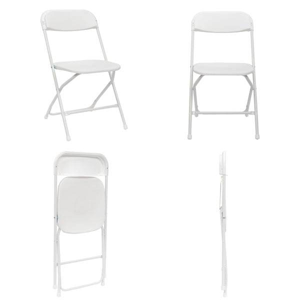 4 Pieces Of White Injection-molded Classic Style Patio Plastic Folding Chairs