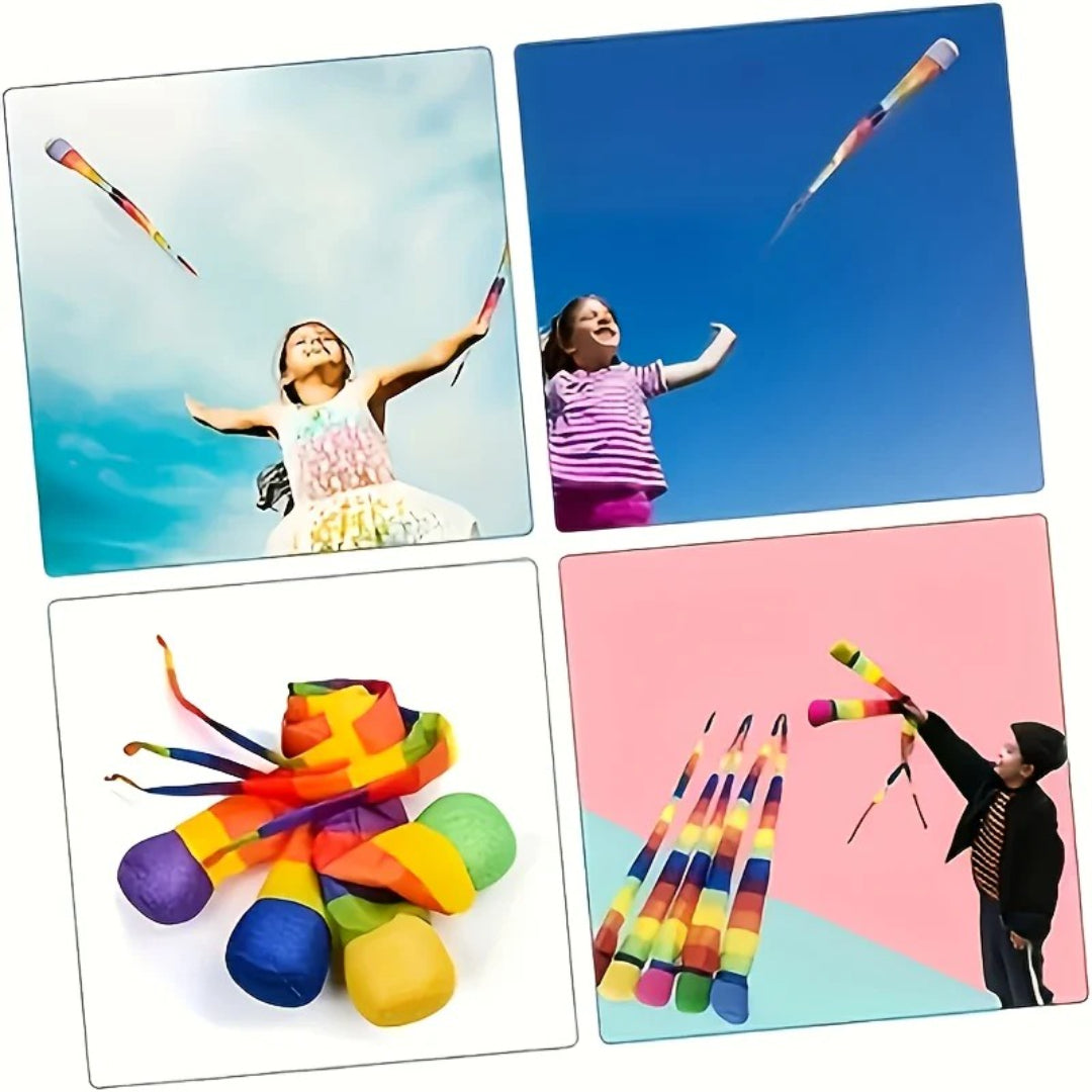 Rainbow-Tailed Foam Ball for Throwing and Catching Fun at the Playground
