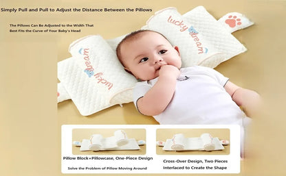 WEIQUEEN Adjustable Baby Head Shaping Pillow - Organic Cotton Anti-Flat Head Syndrome Cushion - Side Sleeper Support for Newborns 0-12 Months