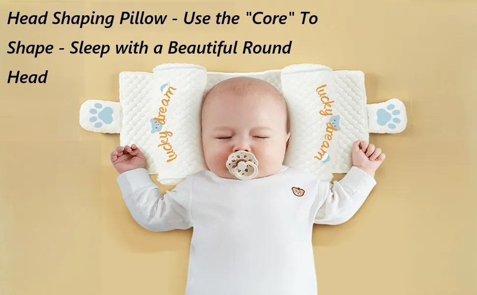 WEIQUEEN Adjustable Baby Head Shaping Pillow - Organic Cotton Anti-Flat Head Syndrome Cushion - Side Sleeper Support for Newborns 0-12 Months