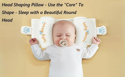 WEIQUEEN Adjustable Baby Head Shaping Pillow - Organic Cotton Anti-Flat Head Syndrome Cushion - Side Sleeper Support for Newborns 0-12 Months