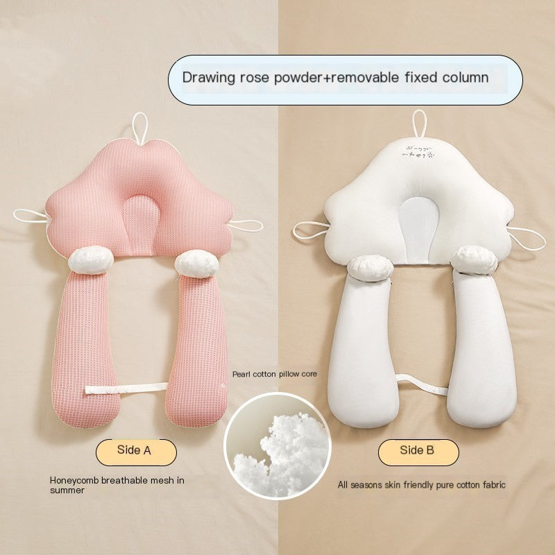 Baby Correction Head Shaping Pillow - Pink whiteset Drawstring style product view