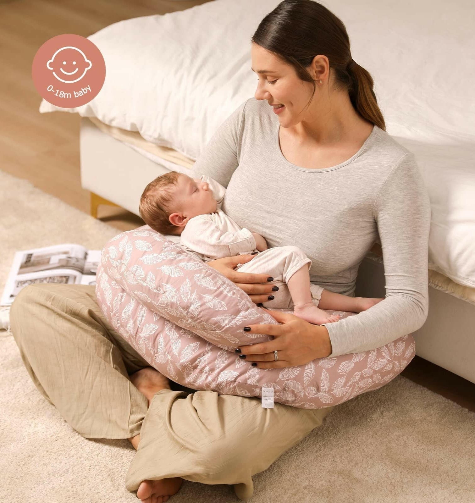 Ergonomic Breastfeeding Pillow with Machine-Washable Cover
