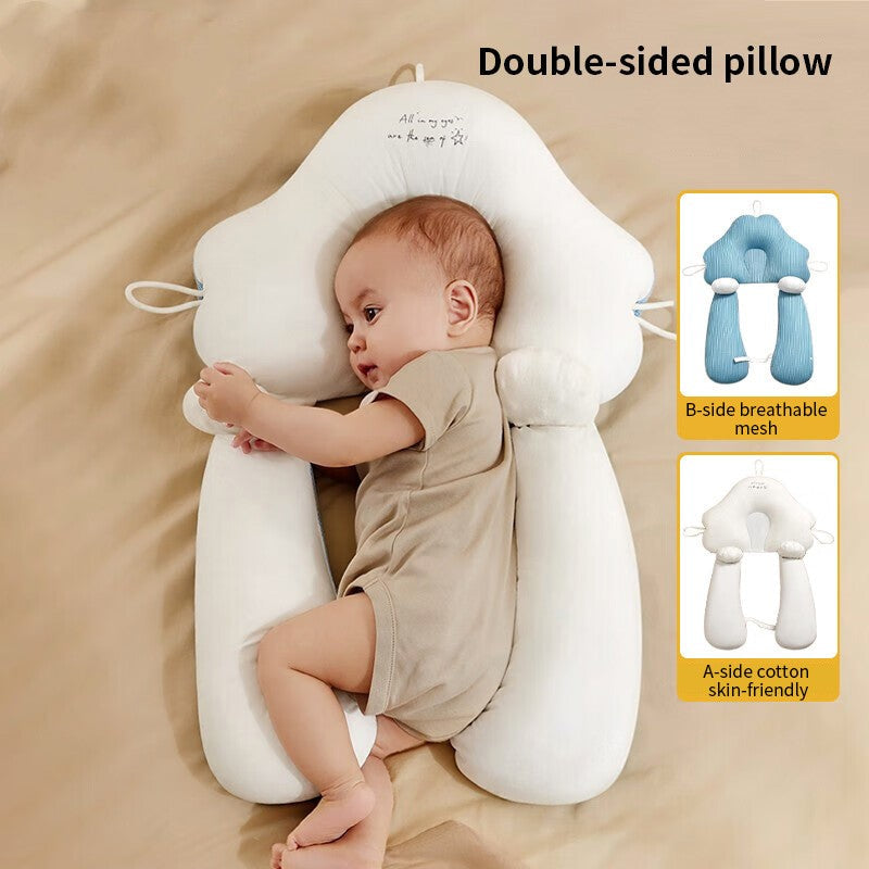 Baby Correction Head Shaping Pillow - Blue white Drawstring style product view