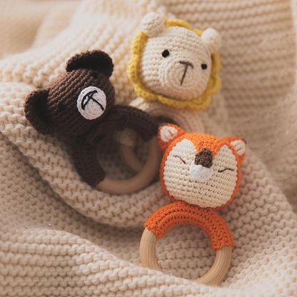 Crochet Wooden Baby Rattle