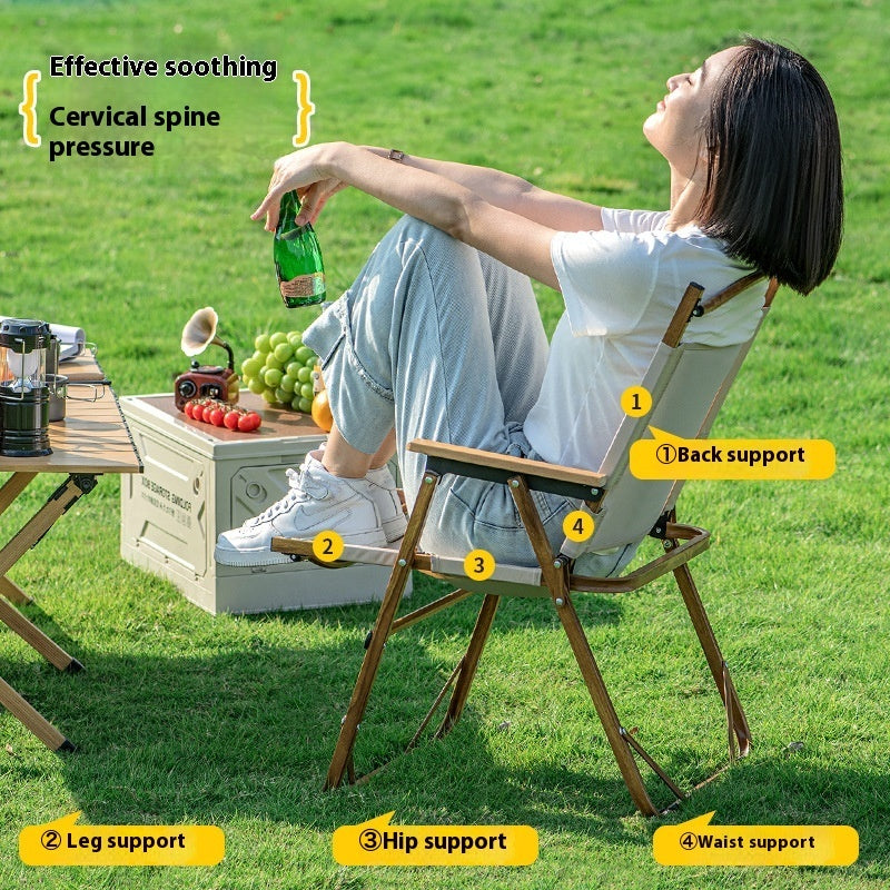 Outdoor Folding Chair Portable Suit - Gold Chair Frame Khaki Medium 1PCS product view