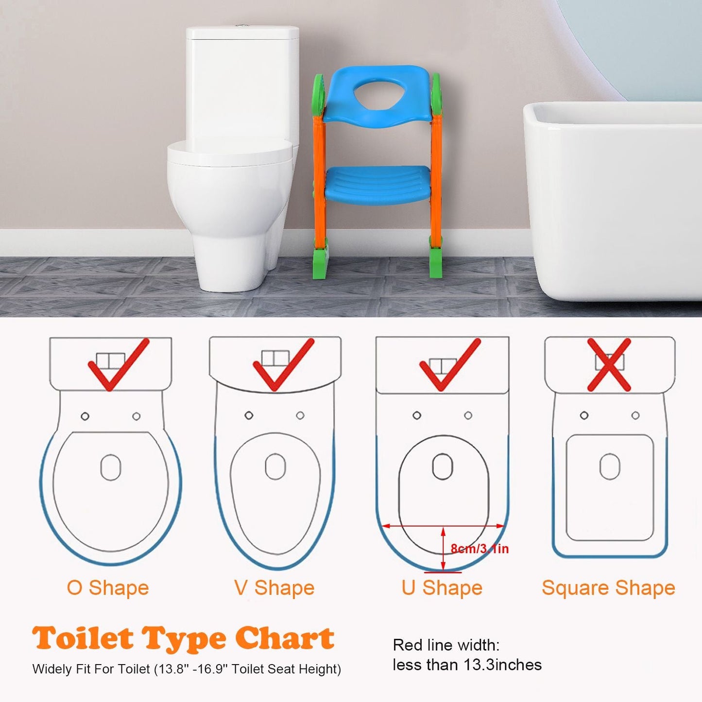 Foldable Potty Seat with Step Stool Ladder & Splash Guard