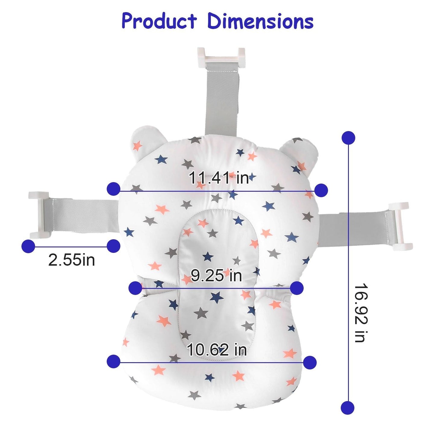 Baby Bath Cushion Mat for Foldable Baby Bathtub with Built-in Thermometer