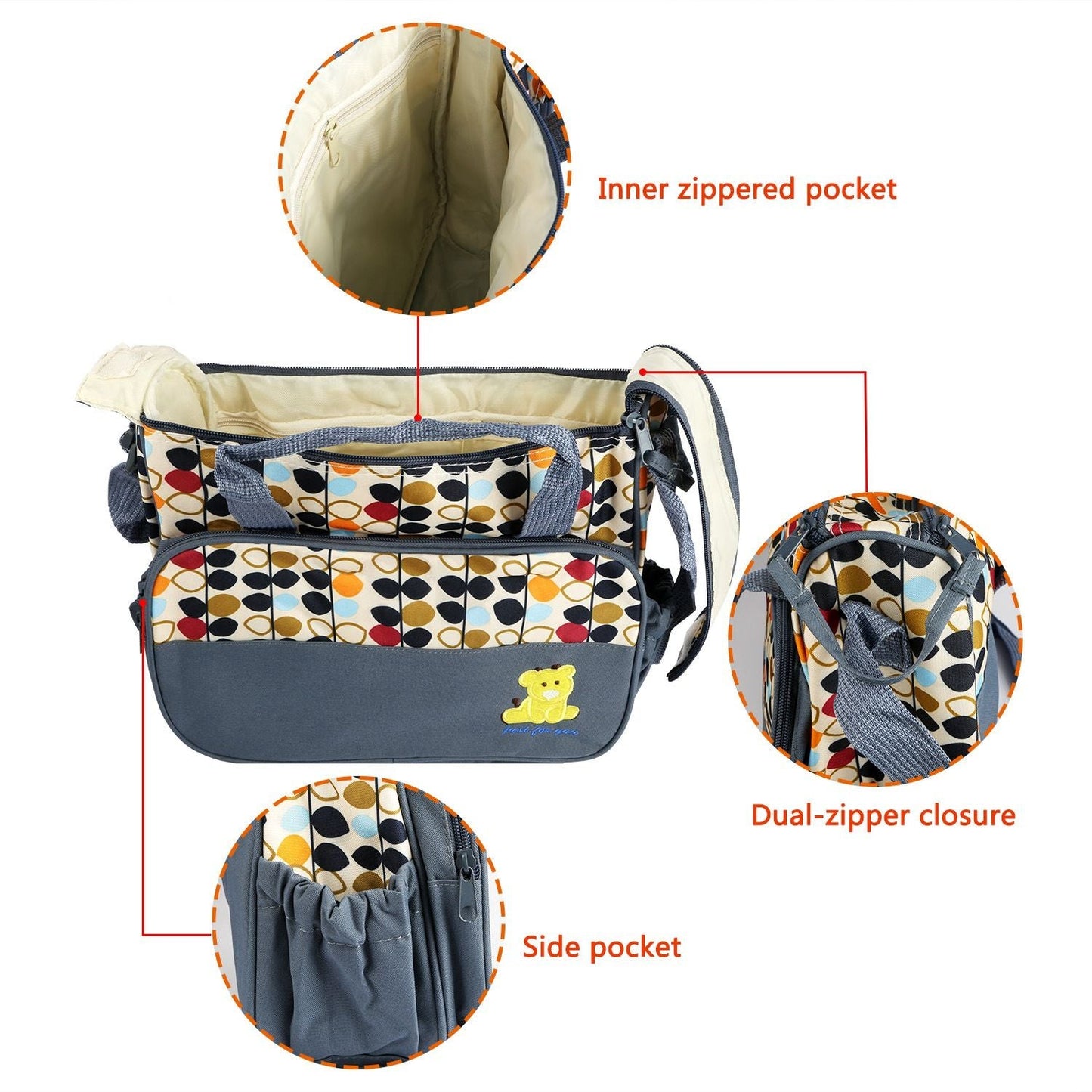 LuxeTote™ 5-in-1 Diaper Bag Travel Set