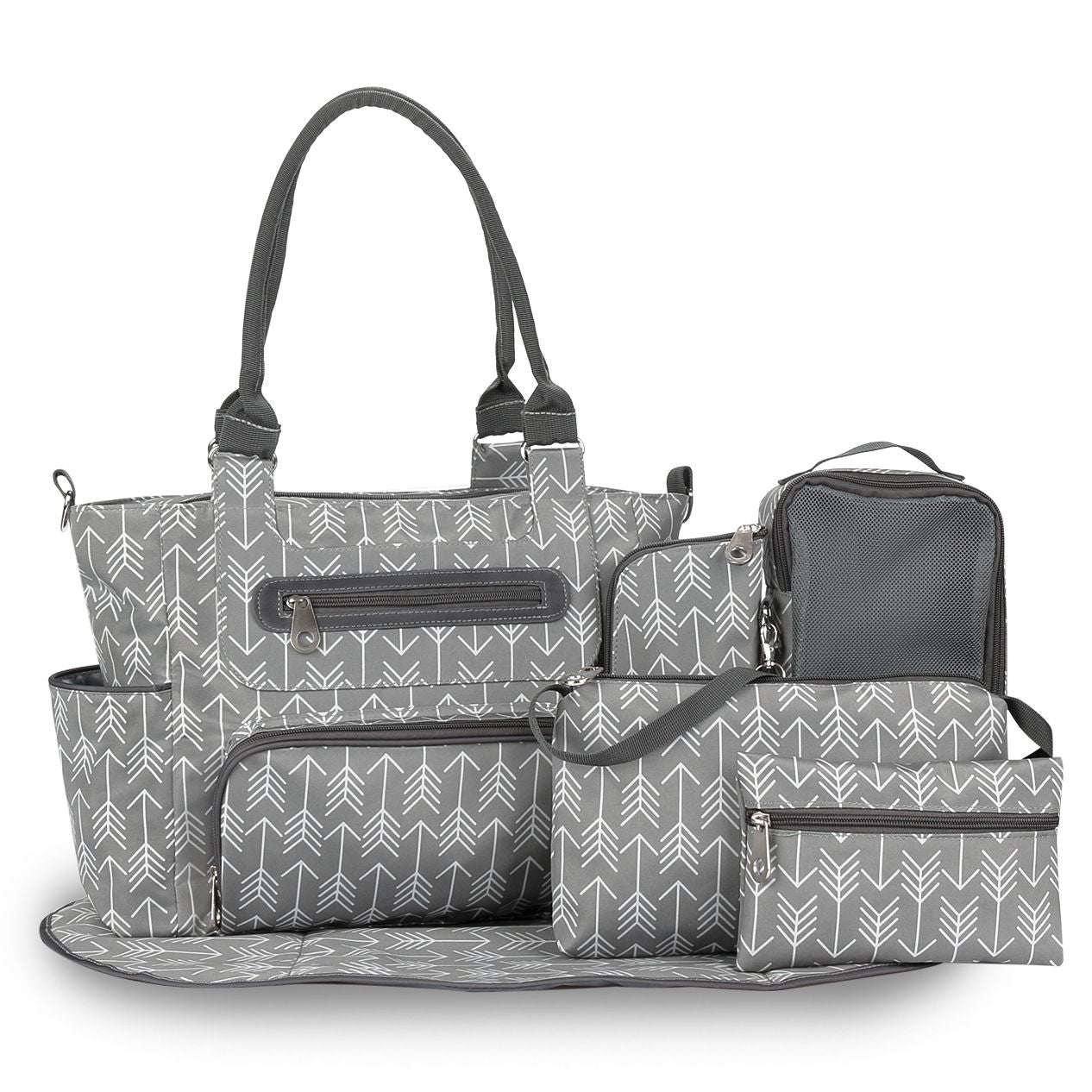 Deluxe Lightweight Large Diaper Bag 7 Pieces Set