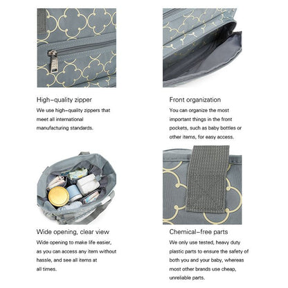 Deluxe Lightweight Large Diaper Bag 7 Pieces Set