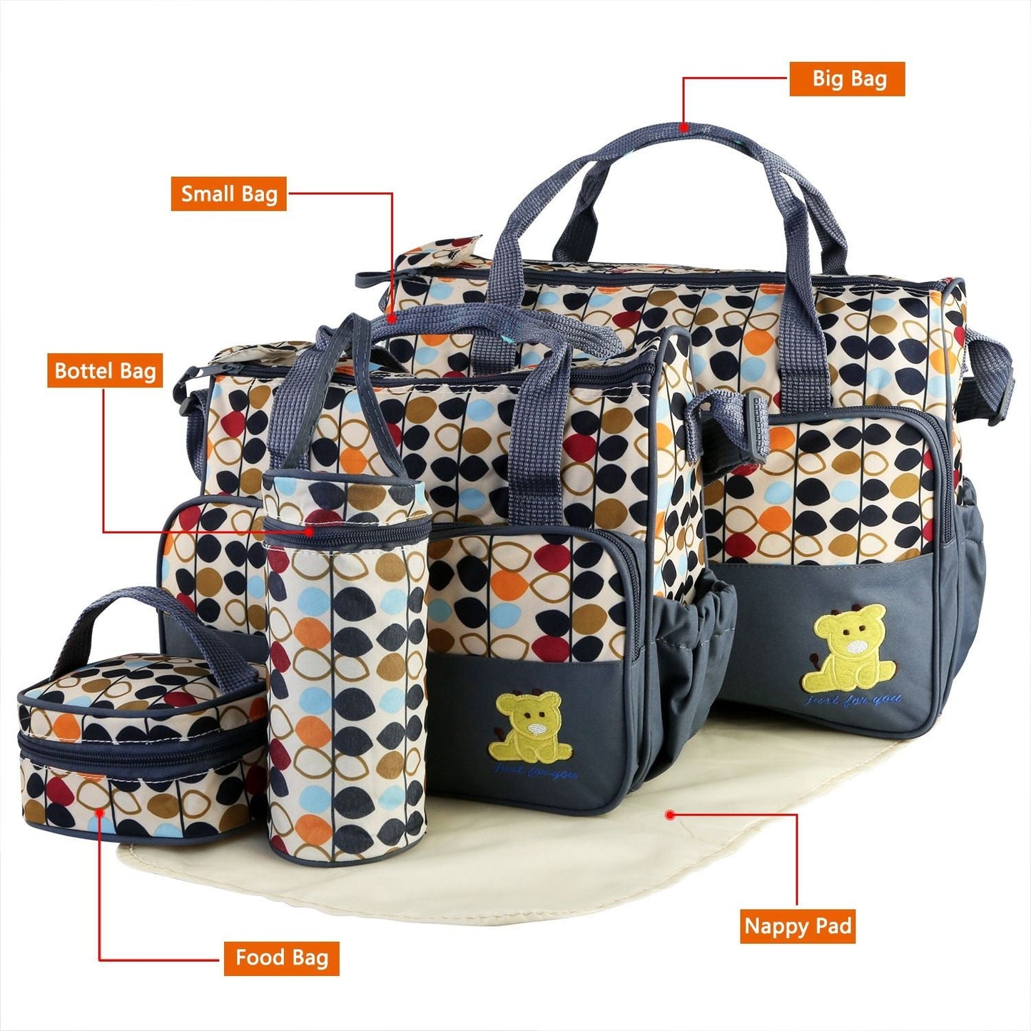 LuxeTote™ 5-in-1 Diaper Bag Travel Set
