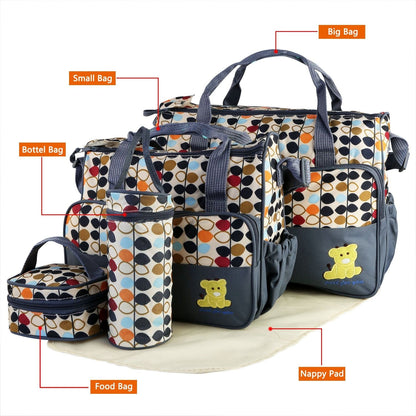 LuxeTote™ 5-in-1 Diaper Bag Travel Set