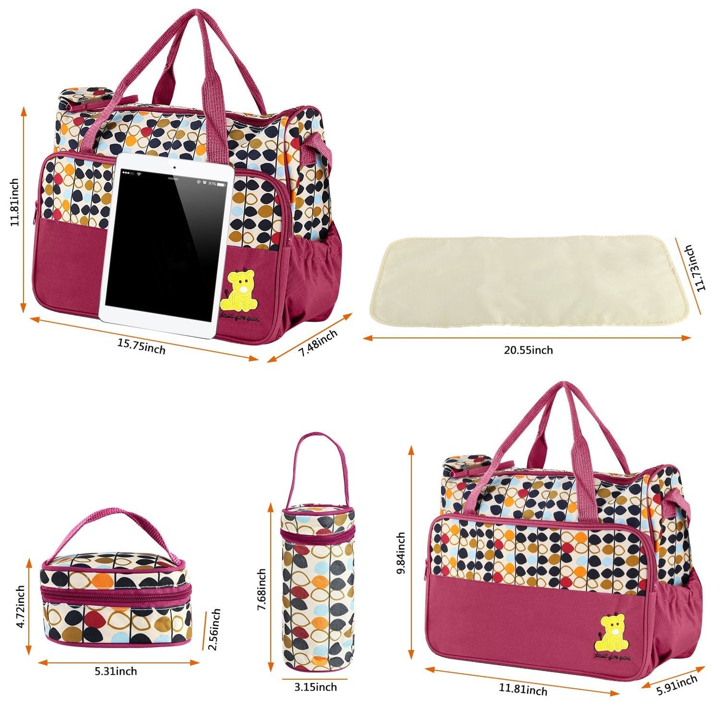 LuxeTote™ 5-in-1 Diaper Bag Travel Set