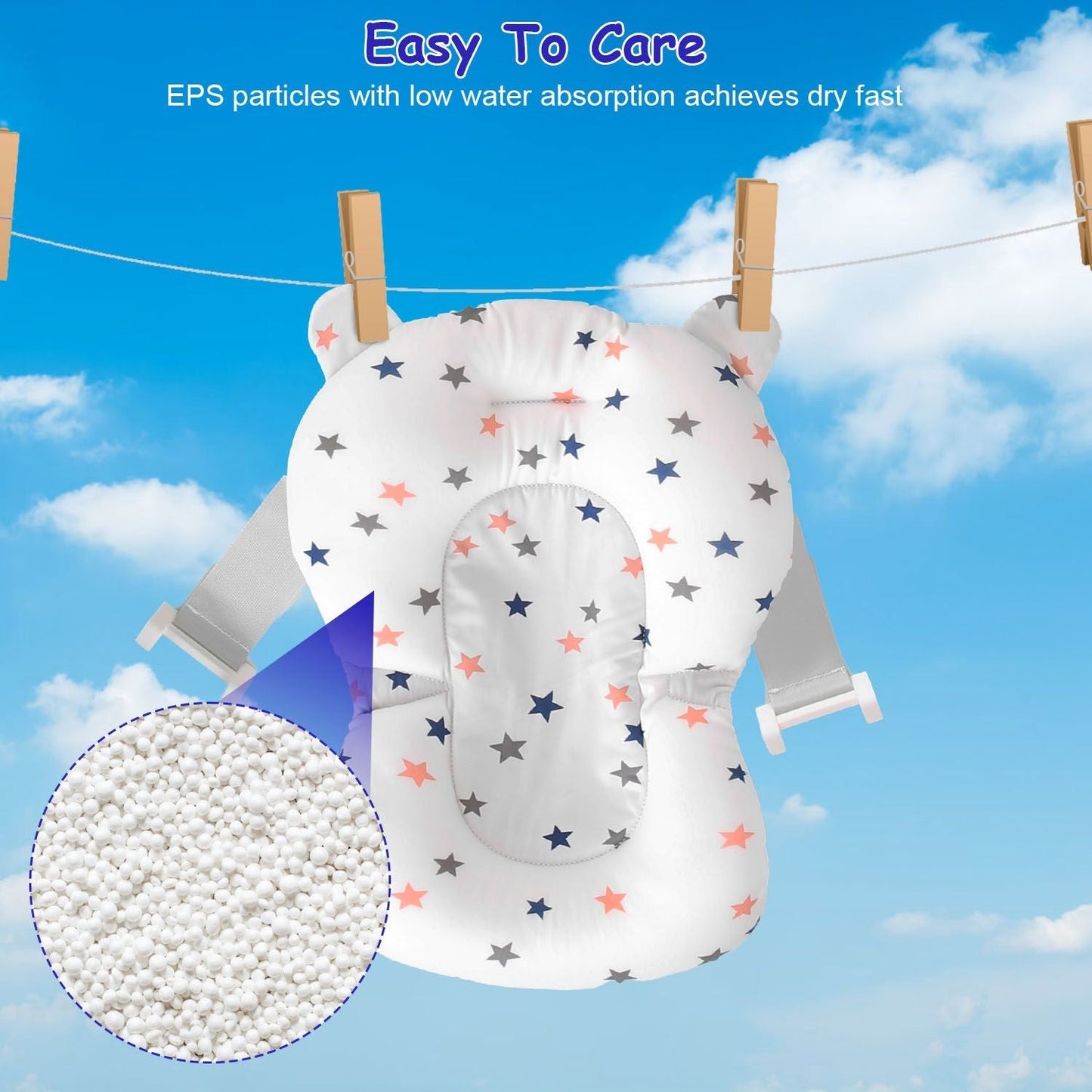 Baby Bath Cushion Mat for Foldable Baby Bathtub with Built-in Thermometer