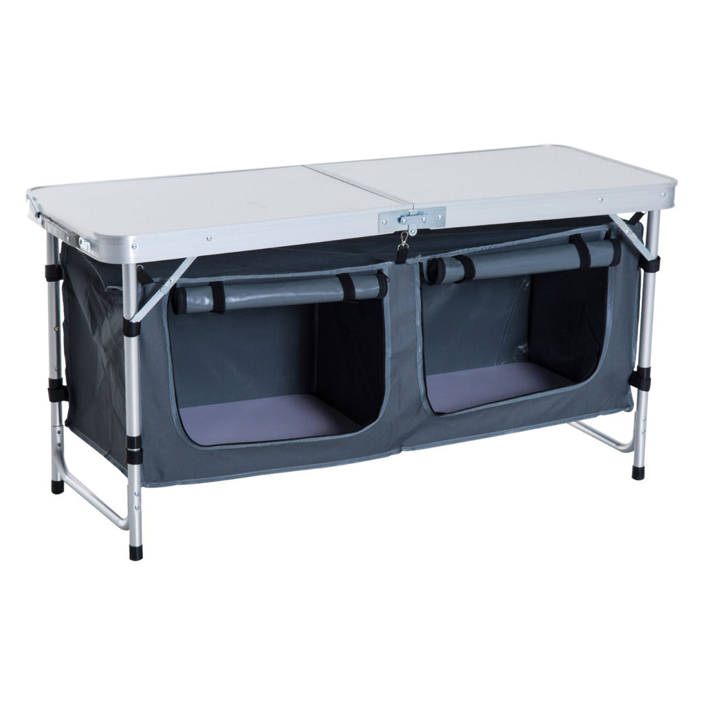 47" Portable Camping Table Aluminum Picnic Folding Camping Table with Carrying Handle and Storage Organizer
