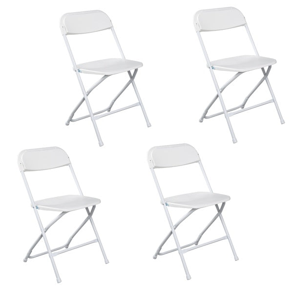 4 Pieces Of White Injection-molded Classic Style Patio Plastic Folding Chairs