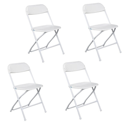 4 Pieces Of White Injection-molded Classic Style Patio Plastic Folding Chairs