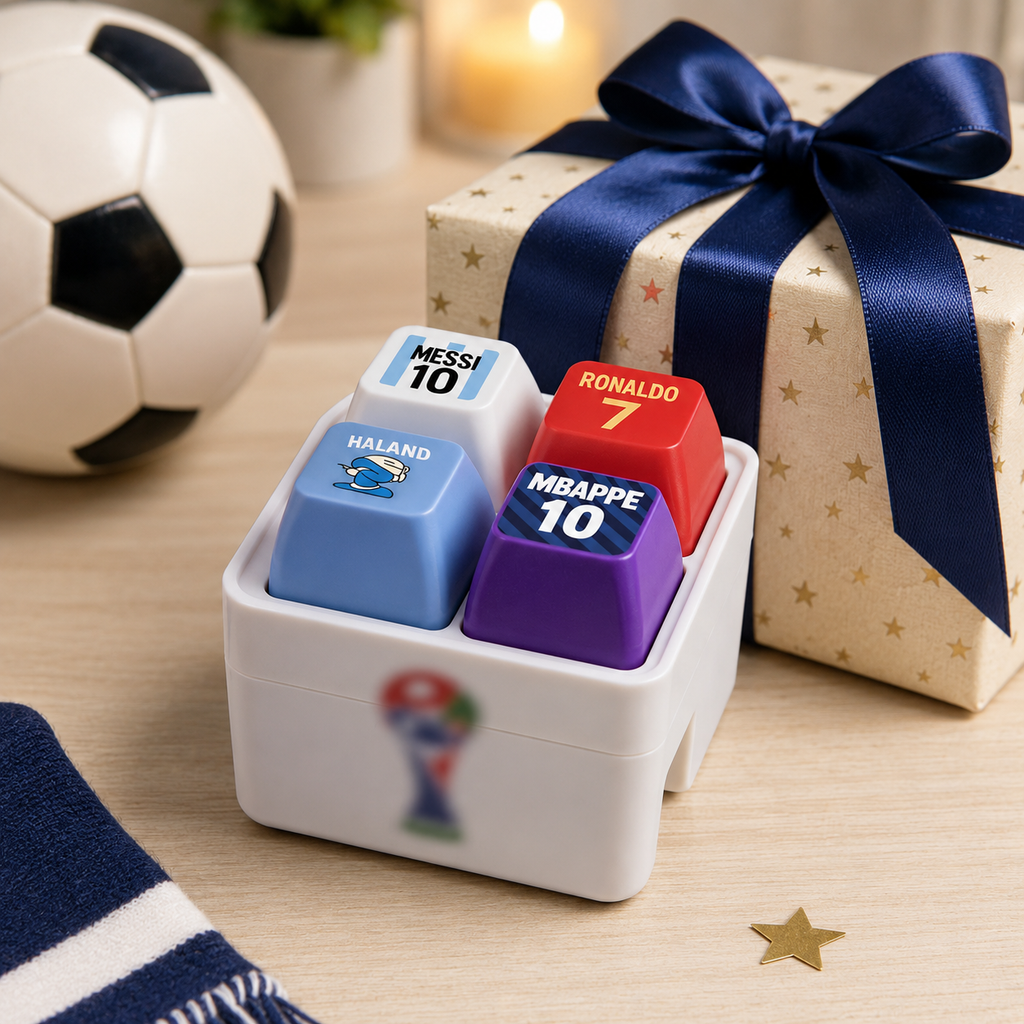 Football Star Sound & Light Button Toy – Ronaldo, Messi, Mbappé & Haaland Fan Desk Game and Soccer Gift