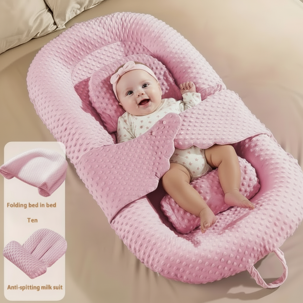 Anti-Reflux Anti-Colic Inclined Infant Support Bed - Pink product view