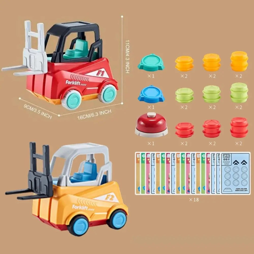 Forklift Stacking Challenge: A Dexterity and Balance Toy