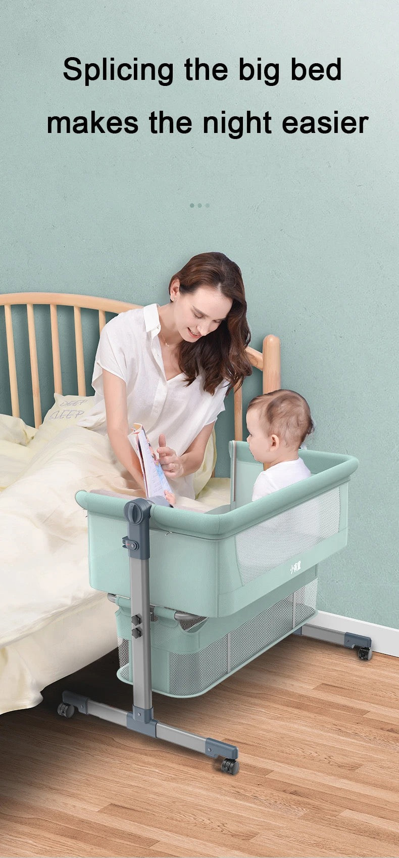 Foldable Rocking Baby Crib - Pink product view