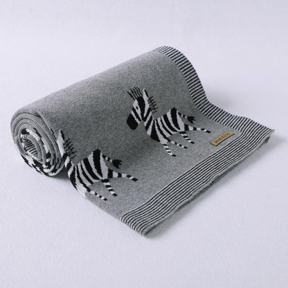 Knit Baby Blanket - Zebra