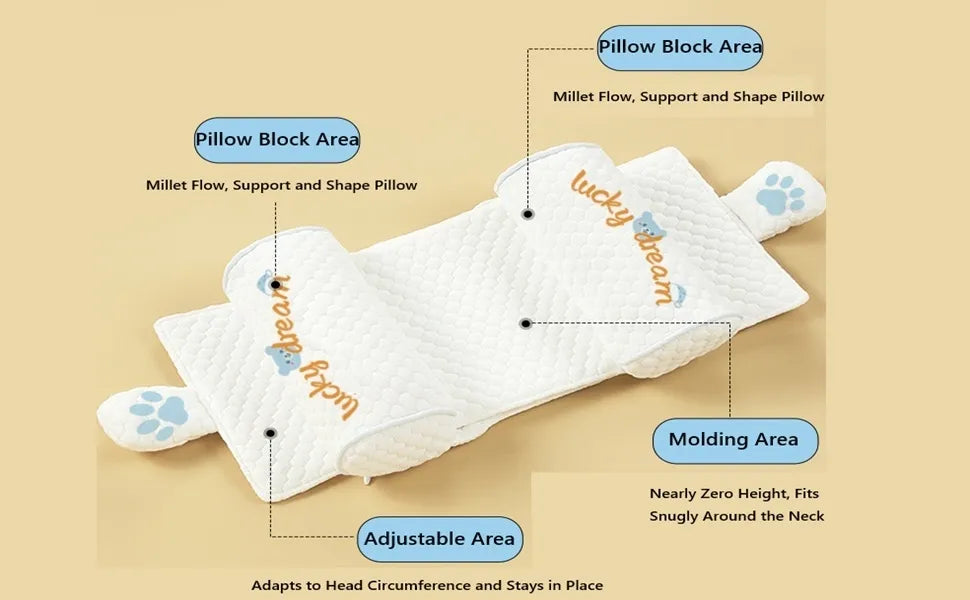WEIQUEEN Adjustable Baby Head Shaping Pillow - Organic Cotton Anti-Flat Head Syndrome Cushion - Side Sleeper Support for Newborns 0-12 Months