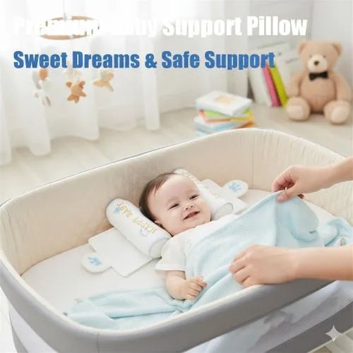 WEIQUEEN Adjustable Baby Head Shaping Pillow - Organic Cotton Anti-Flat Head Syndrome Cushion - Side Sleeper Support for Newborns 0-12 Months