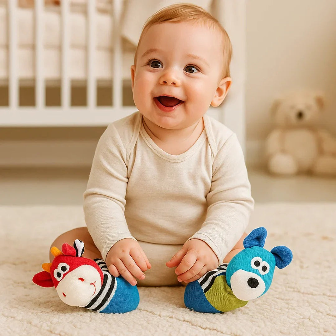 Soft Sensory Wrist Rattles and Socks Set