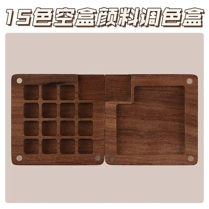 WEIQUEENpaint box Walnut Raw Material Box Mini Portable Drawing Board Travel Sketching Carry-on Walnut Box with Grid Set