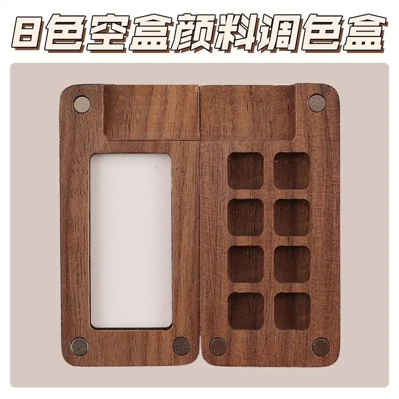 WEIQUEENpaint box Walnut Raw Material Box Mini Portable Drawing Board Travel Sketching Carry-on Walnut Box with Grid Set