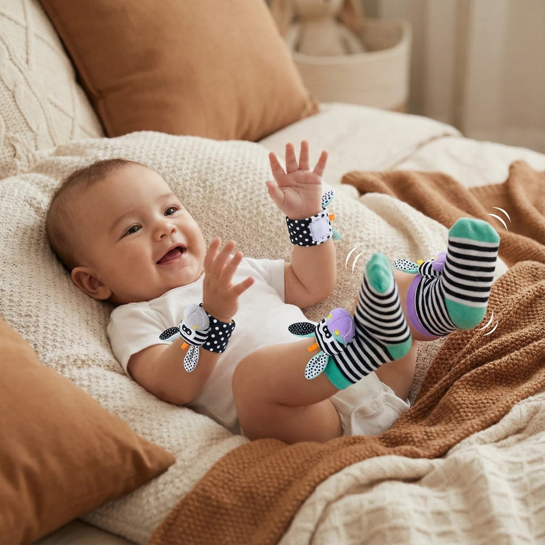 Soft Sensory Wrist Rattles and Socks Set