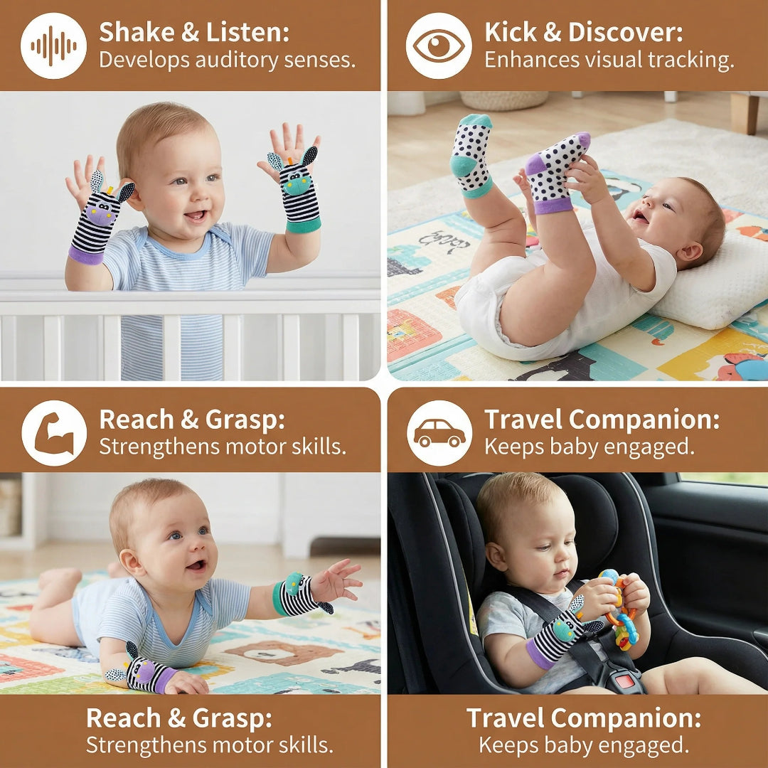 Soft Sensory Wrist Rattles and Socks Set