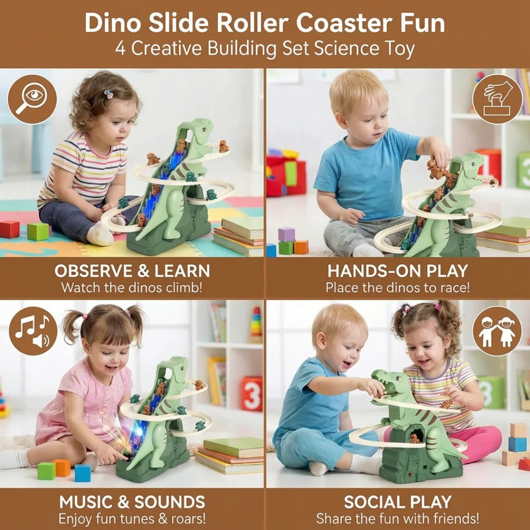 Dinosaur-Themed Car Track Set with Ramp