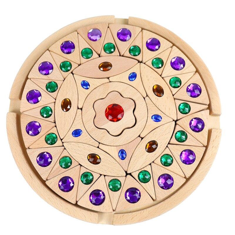 Wooden Mandala Gem Blocks
