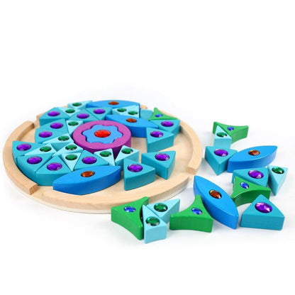 Wooden Mandala Gem Blocks