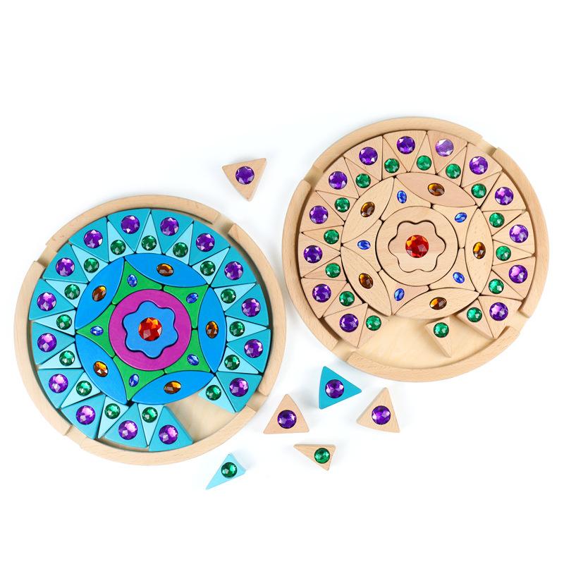 Wooden Mandala Gem Blocks