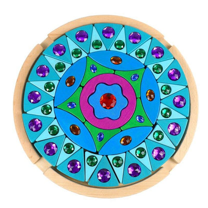 Wooden Mandala Gem Blocks